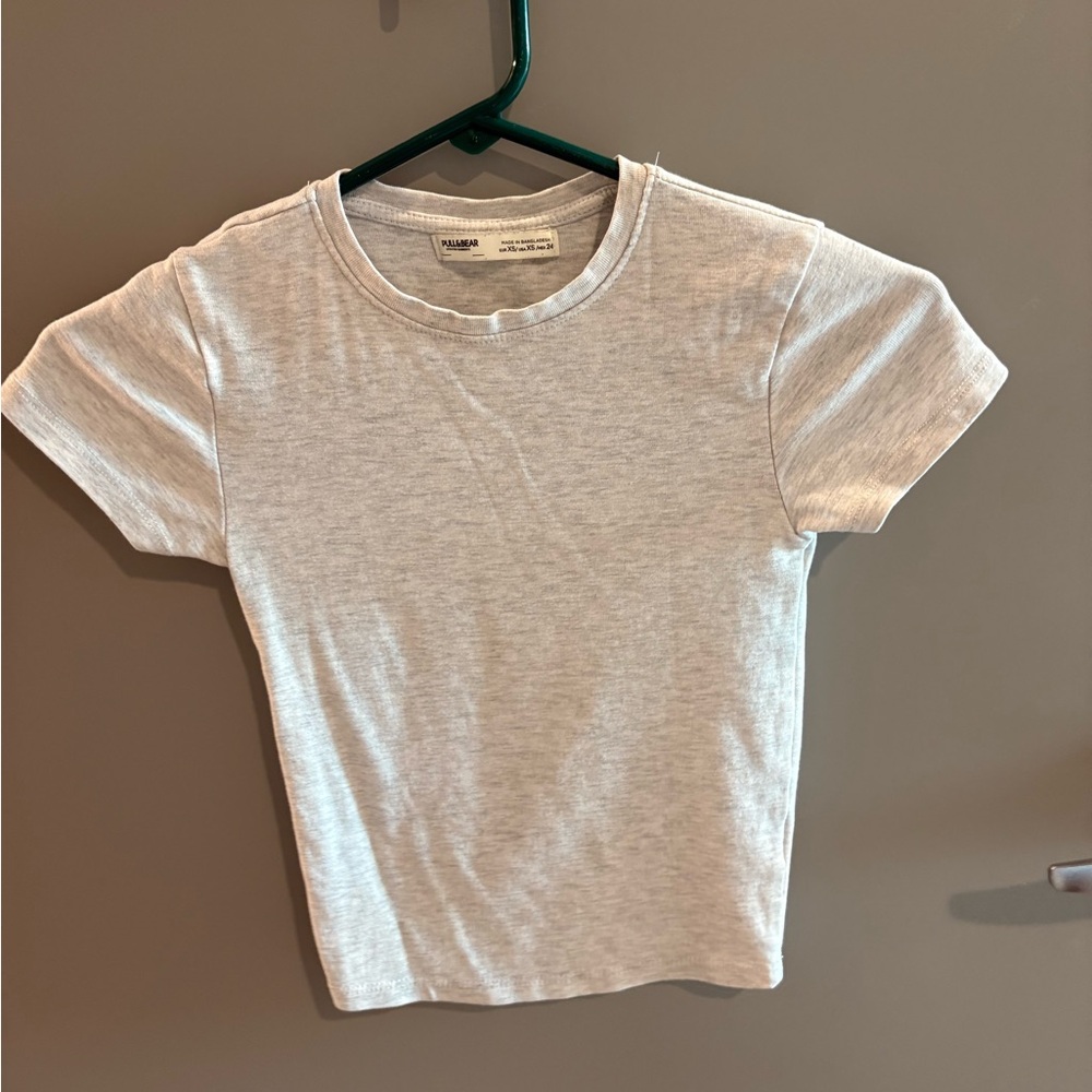 Pull&Bear Light Gray Short Sleeve Tee